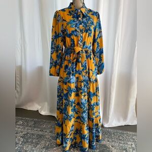 SHEIN Yellow and Blue Floral Maxi Dress